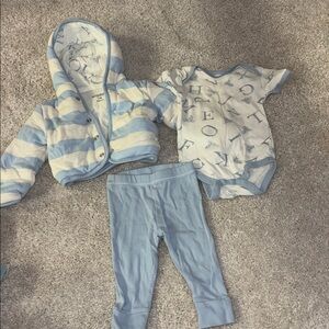 Blue and White Alphabet Bodysuit and Jacket Set